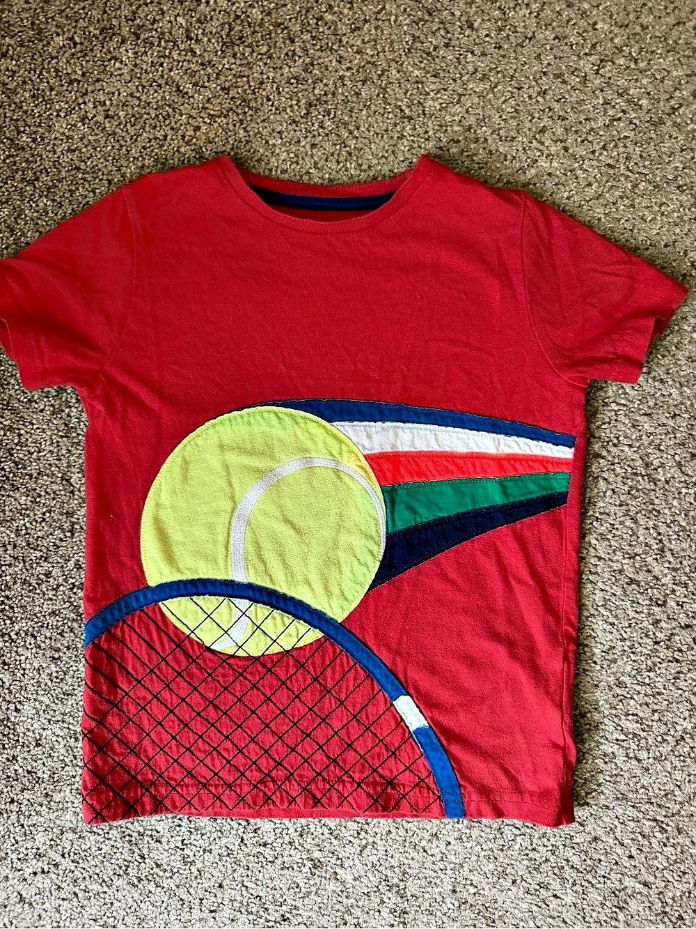 Mini Boden Sports Appliqué T-Shirt Red & Green Size 7-8Y